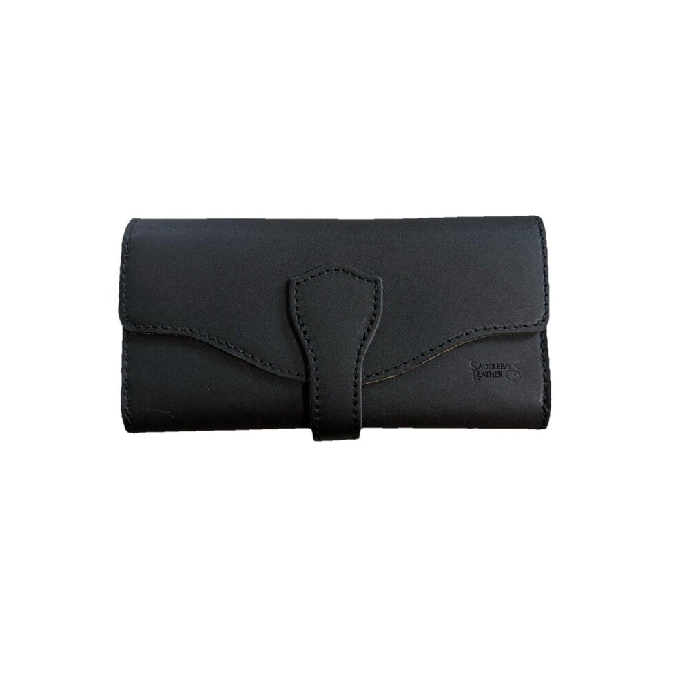 Saddleback Leather Big Wallet (old style) Tri Fold Wallet Dog Logo Black NWOT